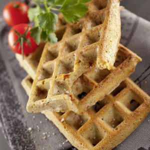 Le résultat : de belles gaufres tomates séchées anchois sans gluten et sans lactose !