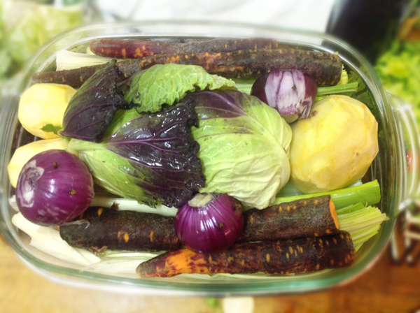 Les légumes, avant cuisson vapeur.