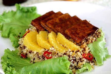 Tofu laqué à l'orange cuisson vapeur douce