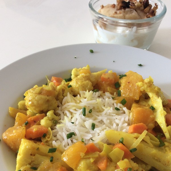 Recette Curry De Chou Fleur Riz Et Pommes Roties Au Sirop D