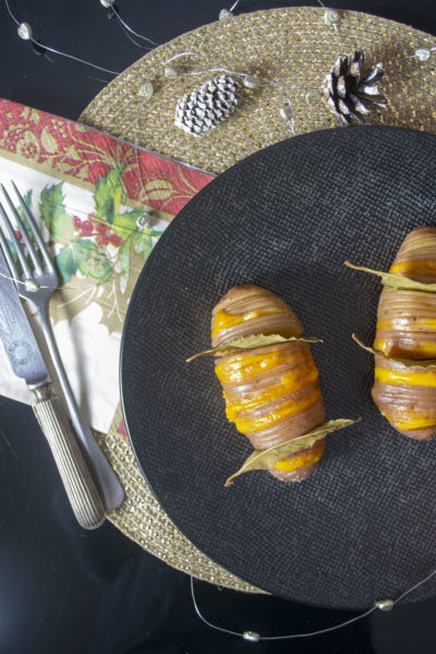 Pommes de terre Hasselback, mimolette et jambon cru - Douce Addiction