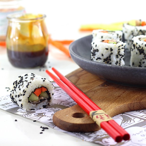 Recette Makis californiens avocat et saumon ou carotte, concombre et  gingembre mariné - Magazine Omnicuiseur