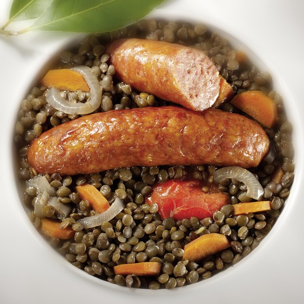 Recette Lentilles aux saucisses fumées - Magazine Omnicuiseur