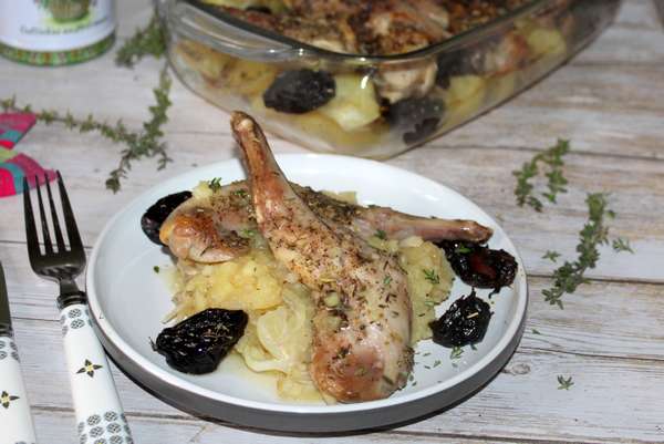 Recette Gigolettes de lapin aux pruneaux et écrasé de pommes de terre